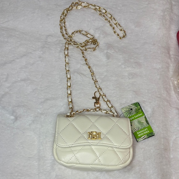 Badgley Mischa Red Quilted Tote with Gold Accents & Mini White Purse Charm - Picture 9 of 9